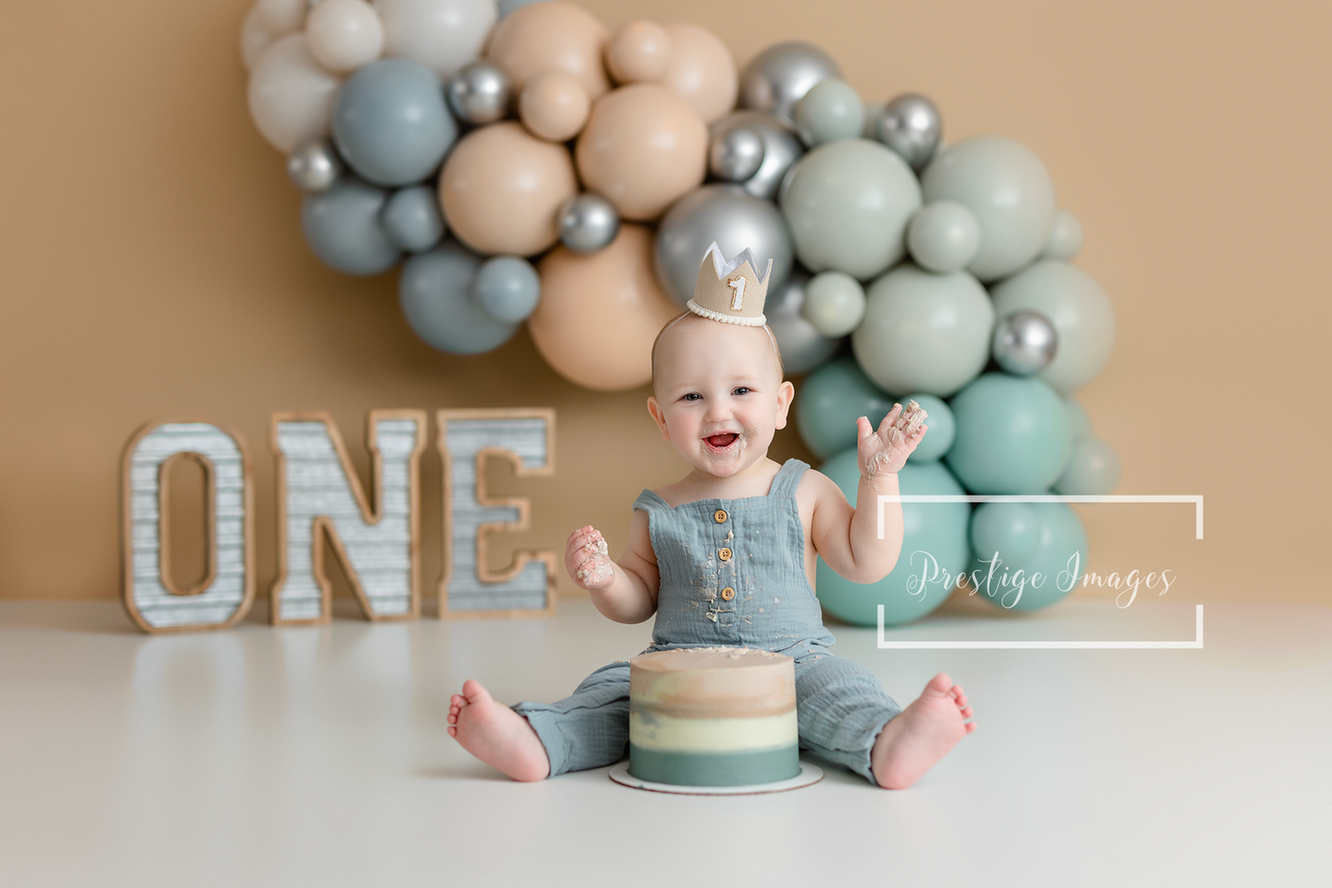 Metallic & Neutral ONE Balloon Garland