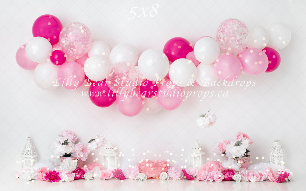 Pretty In Pink by Anything Goes Photography sold by Lilly Bear Studio Props, balloon - balloon garland - cake smash - F