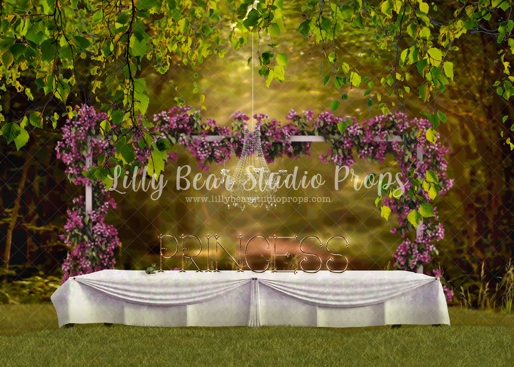 Princess & The Frog - Lilly Bear Studio Props, chandelier, crystal chandelier, Disney princess, FABRICS, flower garden, flowers, forest, garden, grass, green grass, little princess, pretty little princess, princess and the frog, trees