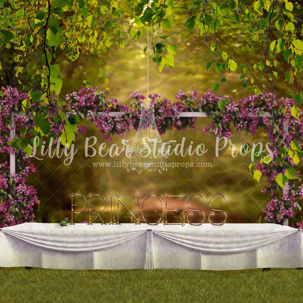 Princess & The Frog - Lilly Bear Studio Props, chandelier, crystal chandelier, Disney princess, FABRICS, flower garden, flowers, forest, garden, grass, green grass, little princess, pretty little princess, princess and the frog, trees
