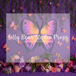 Purple Butterfly Conservatory - Lilly Bear Studio Props, bloom, blue butterflies, butterflies, butterfly, butterfly colours, butterfly flowers, butterfly garden, butterfly pink, butterflyland, floral, flower, flowers, flowers vines, green, large flowers, pink butterfly, spring, spring floral, spring flowers, springtime