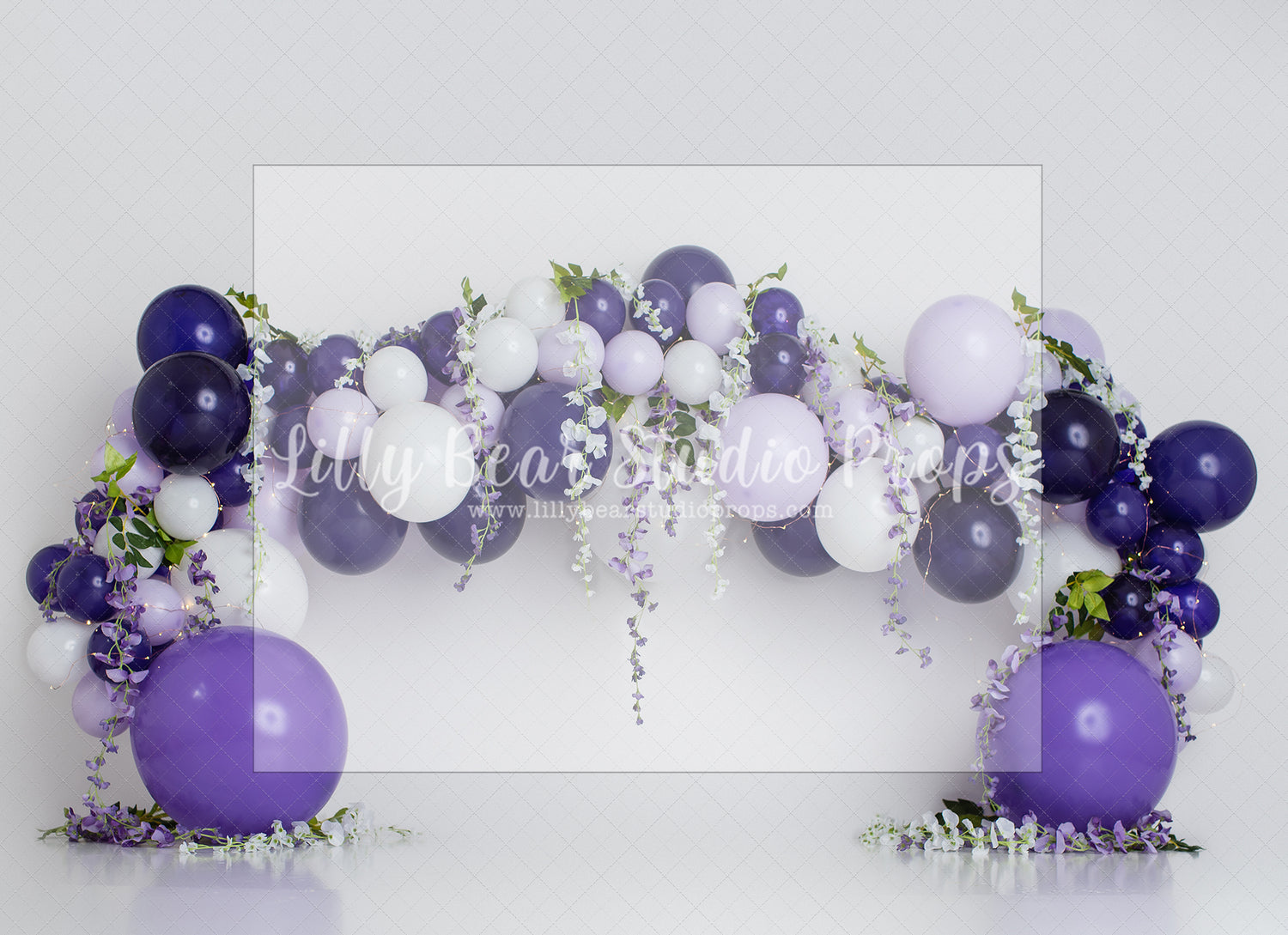 Purple Garden Bliss by E Newton - Lilly Bear Studio Props, lavendar, lavendar balloons, lavendar floral, lilac, lilac floral, purple balloon garland, purple florals, purple flowers