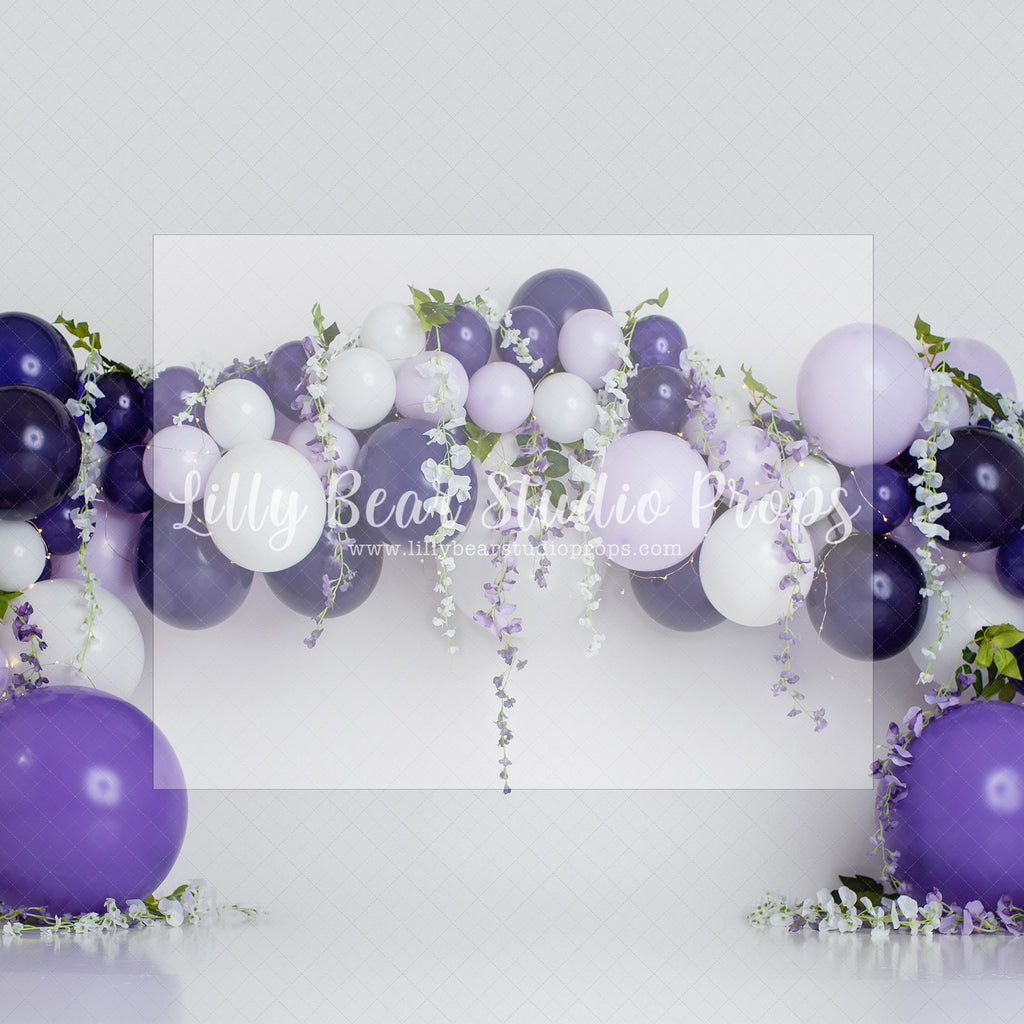 Purple Garden Bliss by E Newton - Lilly Bear Studio Props, lavendar, lavendar balloons, lavendar floral, lilac, lilac floral, purple balloon garland, purple florals, purple flowers