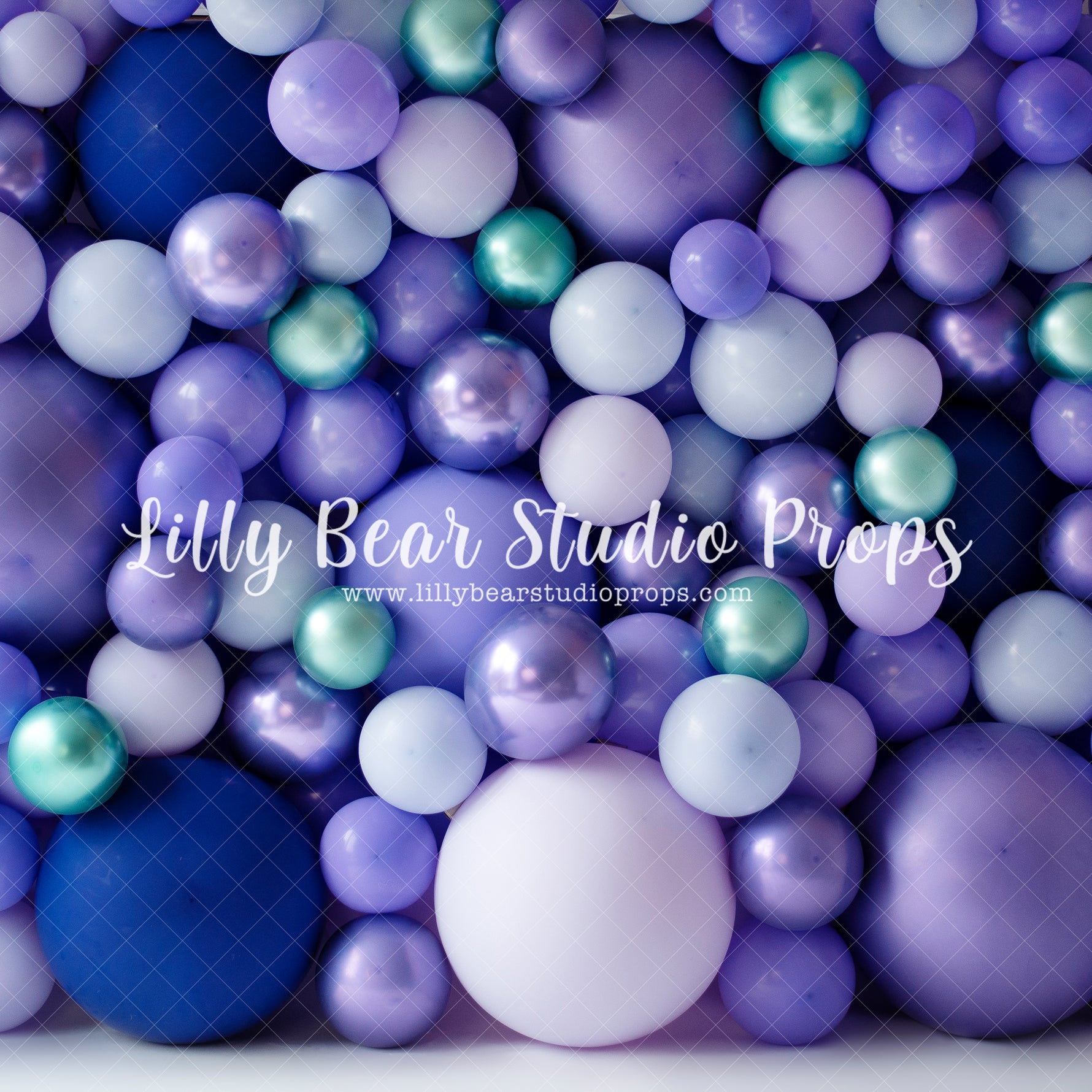 Purple Green Balloon Wall - Lilly Bear Studio Props, balloon, balloon arch, balloon garland, balloon wall, balloons, metallic, metallic balloon wall, metallic purple, pastel balloon wall, pastel purple, pastel wall, purple and green, purple balloon wall, purple balloons