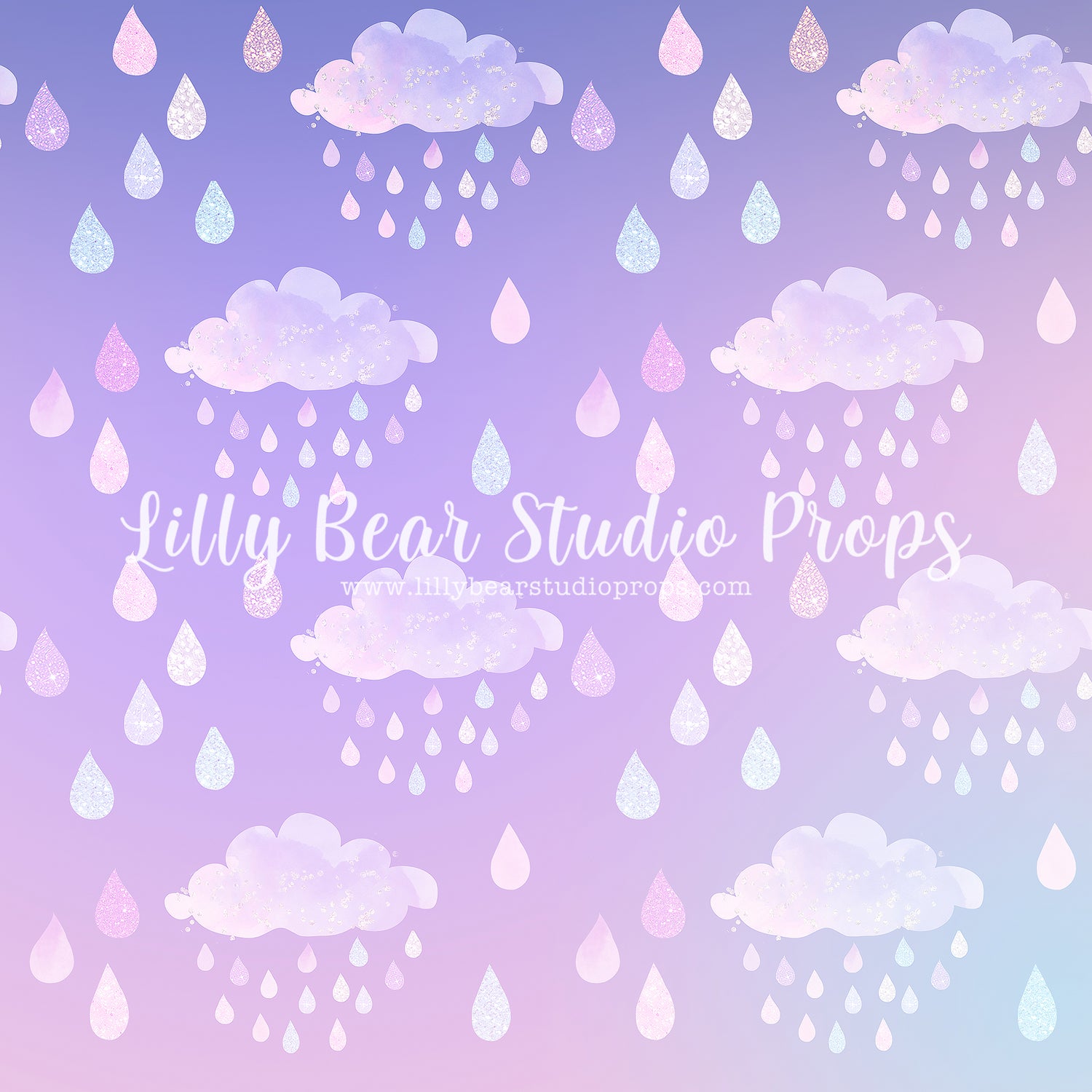 Purple Rain by Lilly Bear Studio Props sold by Lilly Bear Studio Props, blue clouds - blue raindrops - clouds - colourf