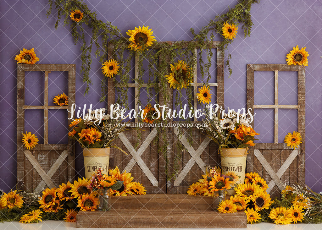 Purple You A Sunflower - Lilly Bear Studio Props, FABRICS, farm, fence, floral, lanterns, spring, sunflower, sunflower farm