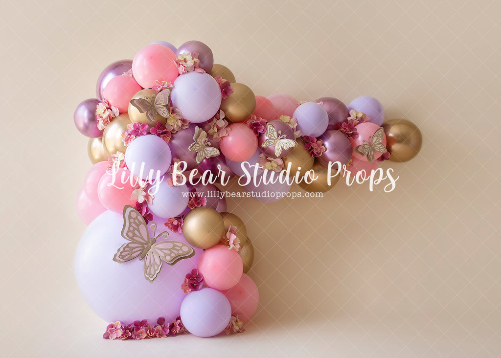 Purple & Gold Butterly Posy - Lilly Bear Studio Props, butterflies, butterfly, butterfly arch, butterfly balloons, butterfly colours, butterfly flowers, butterflyland, cake smash, floral pink, gold, gold and pink, gold balloons, pastel, pastel balloon garland, pastel balloons, pastel pink, pastel purple, pink and gold, pink and gold balloons, pink balloons, pink blast, pink burst, pink floral, purple floral, purple flowers, purple pastel balloons, rose gold