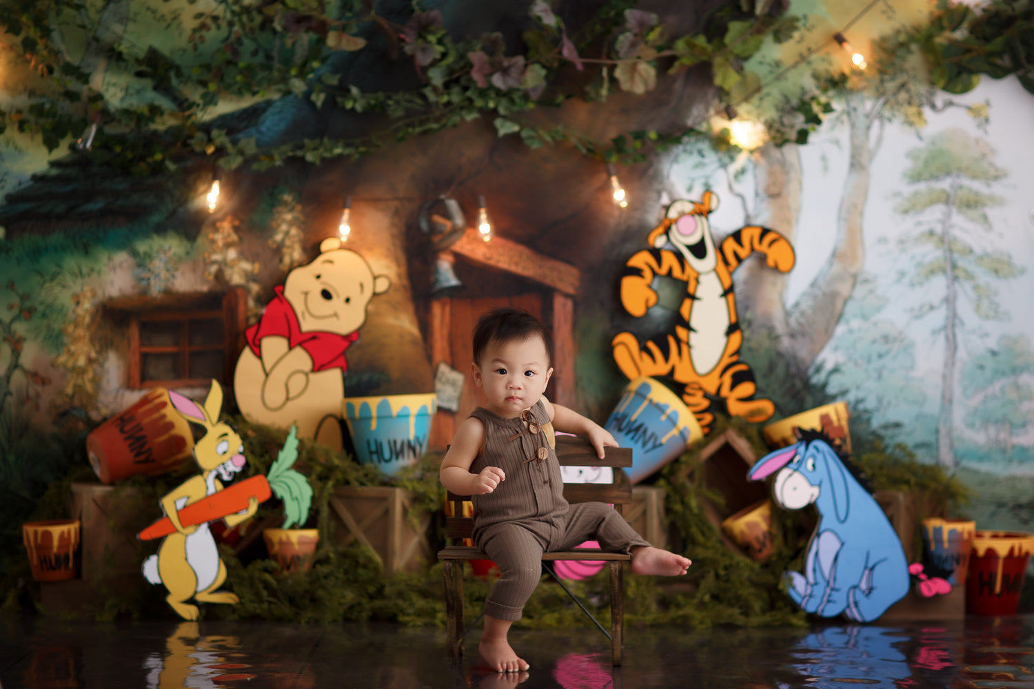 Pooh's Corner - Lilly Bear Studio Props, Christopher Robin, fabric, fairytale, forest, honey, honey bees, honey bucket, honey comb, honey comb nest, honey jar, honey pot, hundred acre wood, mr.sanders, piglet, poly, rabbit, roo, tigger, tree, tree house, vinyl, winnie, Winnie-The-Pooh
