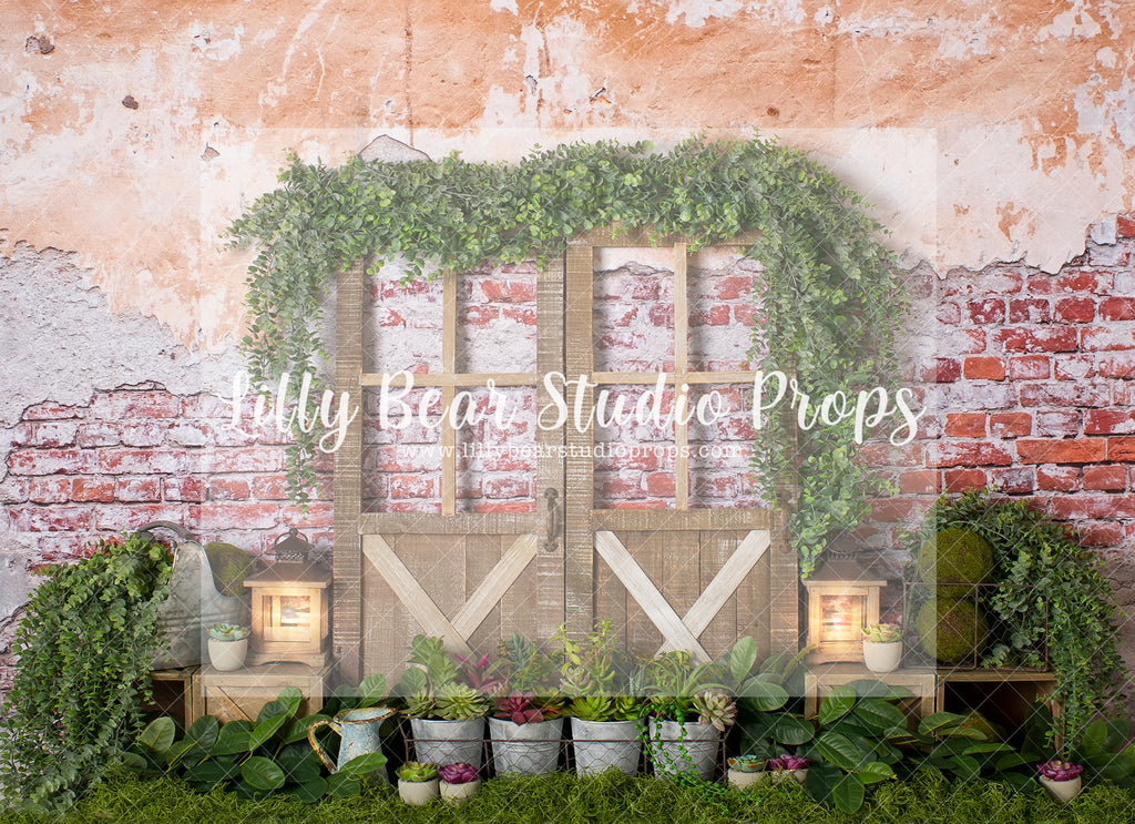 Succulent Garden Dreams - Lilly Bear Studio Props, barn doors, boho spring, FABRICS, flower barn doors, flower garden, spring, spring garden, succulents