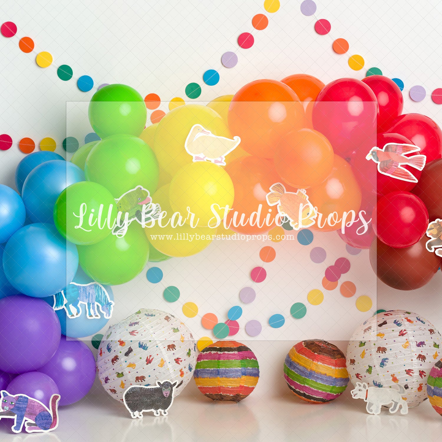 Rainbow Animals - Lilly Bear Studio Props, balloon rainbow, blue rainbow, colourful rainbow, colours of the rainbow, over the rainbow, painted rainbow, polka dot, rainbow, rainbow baby, rainbow balloon, rainbow balloons, rainbow garland, rainbow sky, rainbows