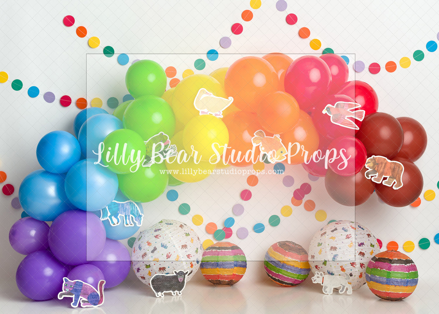 Rainbow Animals - Lilly Bear Studio Props, balloon rainbow, blue rainbow, colourful rainbow, colours of the rainbow, over the rainbow, painted rainbow, polka dot, rainbow, rainbow baby, rainbow balloon, rainbow balloons, rainbow garland, rainbow sky, rainbows