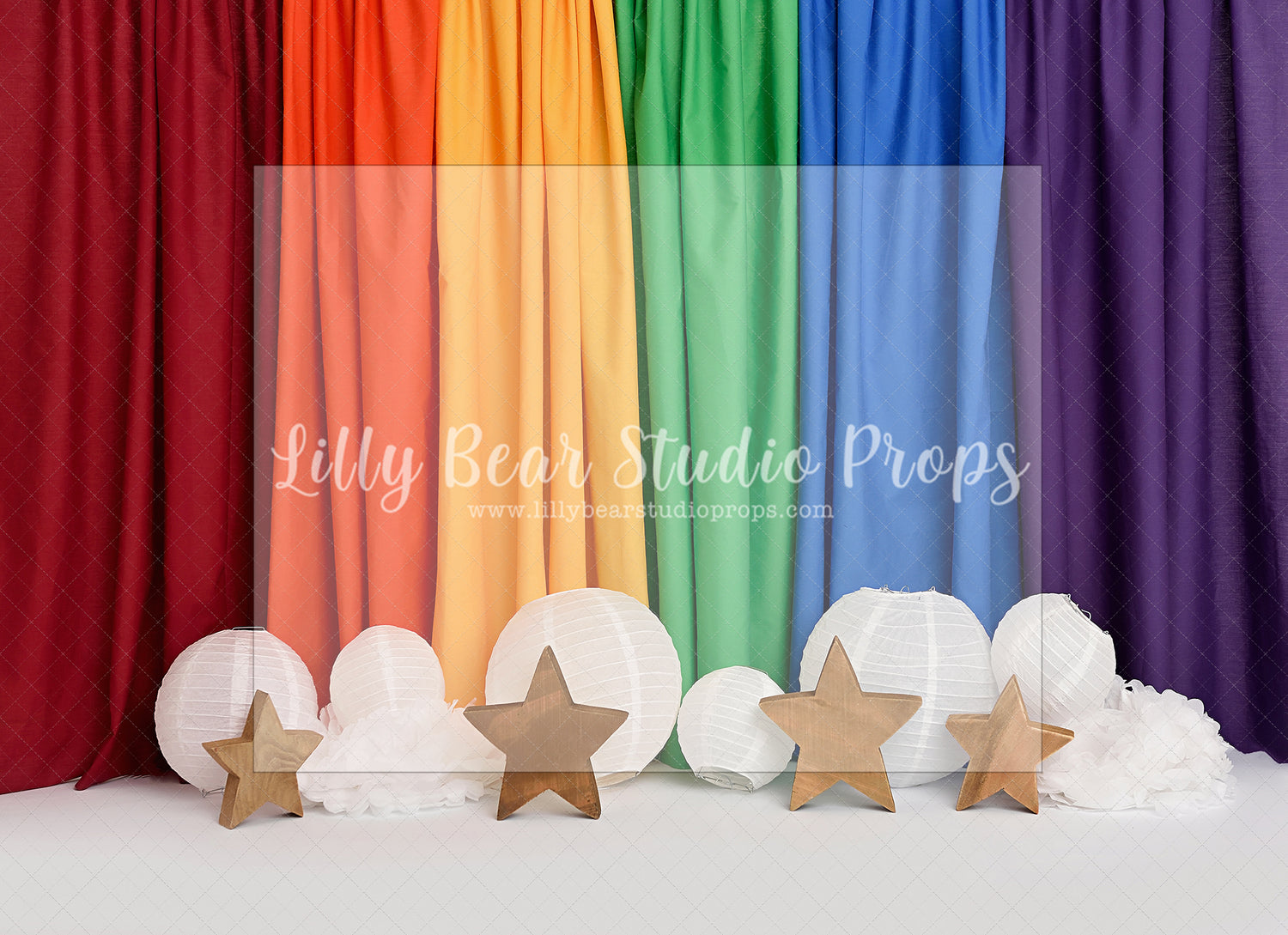 Rainbow Curtain Stars by Santana Nicole Photography - Lilly Bear Studio Props, colourful rainbow, colours of the rainbow, FABRICS, over the rainbow, painted rainbow, rainbow, rainbow curtain, rainbow wall, rainbows, somewhere over the rainbow, spring rainbow, star rainbow