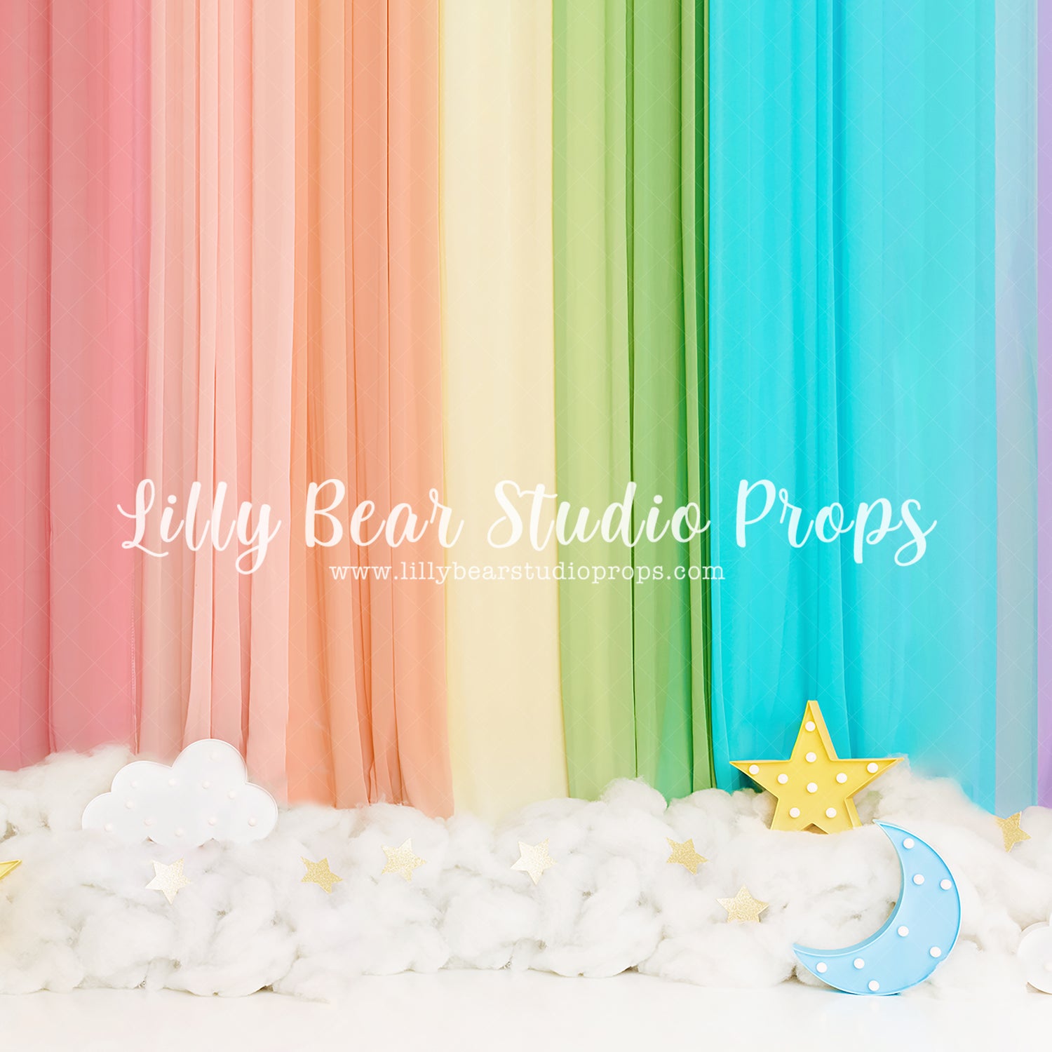 Rainbow Curtain Clouds by Meagan Paige Photography sold by Lilly Bear Studio Props, birthday - colours of the rainbow