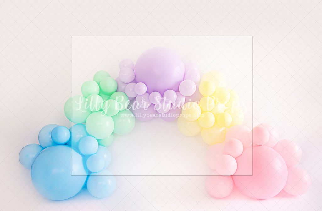 Pastel Rainbow Garland - Lilly Bear Studio Props, balloon rainbow, cake smash, colours of the rainbow, floral balloon wall, floral balloons, gold stars, over the rainbow, pastel, pastel balloon wall, pastel balloons, pastel blue, pastel green, pastel orange, pastel pink, pastel purple, pastel rainbow, pastel wall, pastel yellow, rainbow, rainbow balloon, rainbow balloons, rainbow garland, silver stars, spring floral balloons, stars, stars clouds