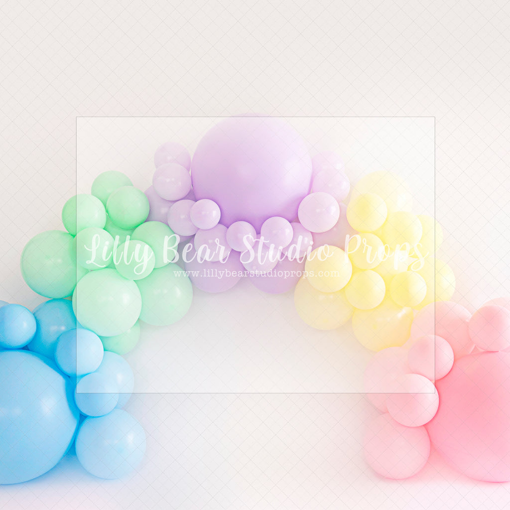 Pastel Rainbow Garland - Lilly Bear Studio Props, balloon rainbow, cake smash, colours of the rainbow, floral balloon wall, floral balloons, gold stars, over the rainbow, pastel, pastel balloon wall, pastel balloons, pastel blue, pastel green, pastel orange, pastel pink, pastel purple, pastel rainbow, pastel wall, pastel yellow, rainbow, rainbow balloon, rainbow balloons, rainbow garland, silver stars, spring floral balloons, stars, stars clouds