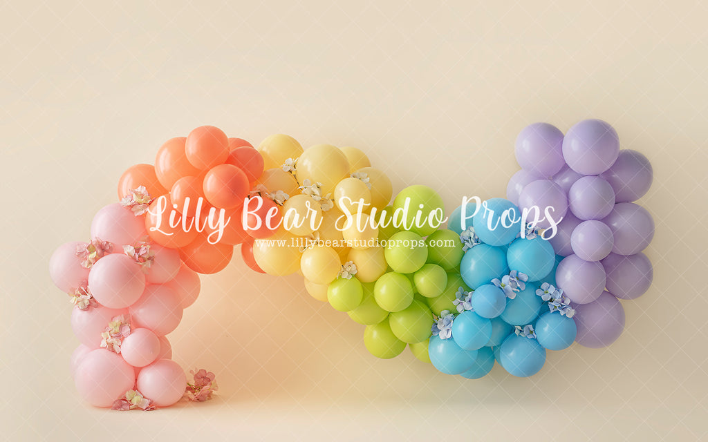 Rainbow Garland - Lilly Bear Studio Props, balloon rainbow, blooming flowers, blue floral, blue flowers, blue rainbow, bright flowers, colours of the rainbow, floral, floral arch, floral balloons, pastel, pastel balloon garland, pastel balloon wall, pastel balloons, pastel blue, pastel green, pastel orange, pastel pink, pastel purple, pastel rainbow, pastel wall, pastel yellow, rainbow flowers