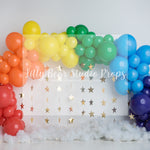 Rainbow Gold Stars by E Newton - Lilly Bear Studio Props, balloon rainbow, colourful rainbow, colours of the rainbow, over the rainbow, primary balloon garland, primary colours, rainbow, rainbow balloon, rainbow balloons, rainbow garland, rainbows, somewhere over the rainbow