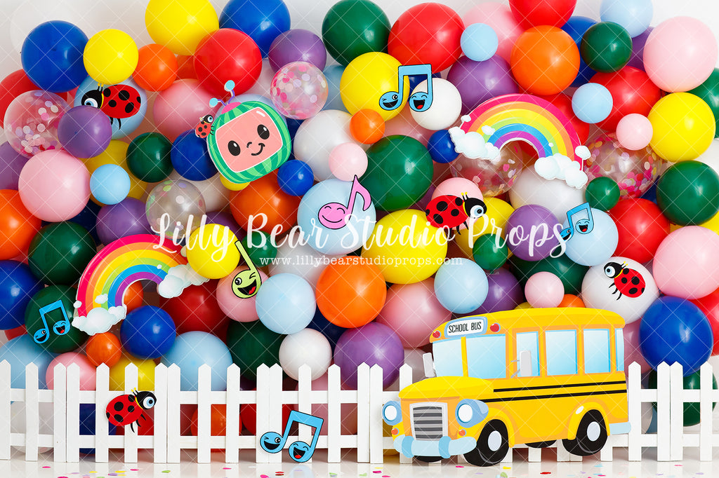 Rainbow Learning - Lilly Bear Studio Props, balloons, big top, carnival, circus, coco melon, cocomelon, FABRICS, fair, lets go to the circus, melon, rainbow balloons, school bus