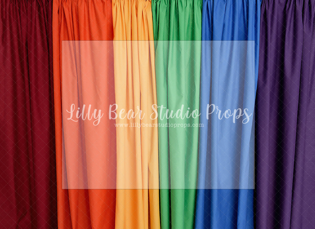 Rainbow Curtains by Santana Nicole Photography - Lilly Bear Studio Props, colourful rainbow, colours of the rainbow, FABRICS, over the rainbow, painted rainbow, rainbow, rainbow curtain, rainbow wall, rainbows, somewhere over the rainbow, spring rainbow