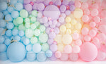 Rainbow Wall - Lilly Bear Studio Props, cake smash, floral balloon wall, floral balloons, pastel, pastel balloon wall, pastel balloons, pastel blue, pastel green, pastel orange, pastel pink, pastel purple, pastel rainbow, pastel wall, pastel yellow, spring floral balloons