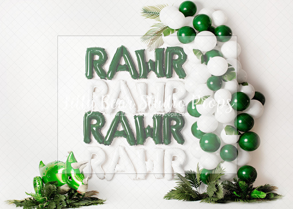 Rawr Balloons - Lilly Bear Studio Props, dino, dino balloons, dino forest, dino one, Dino-roars, dinos, dinosaur, dinosaurs, FABRICS, green and white, little dino, wild dino