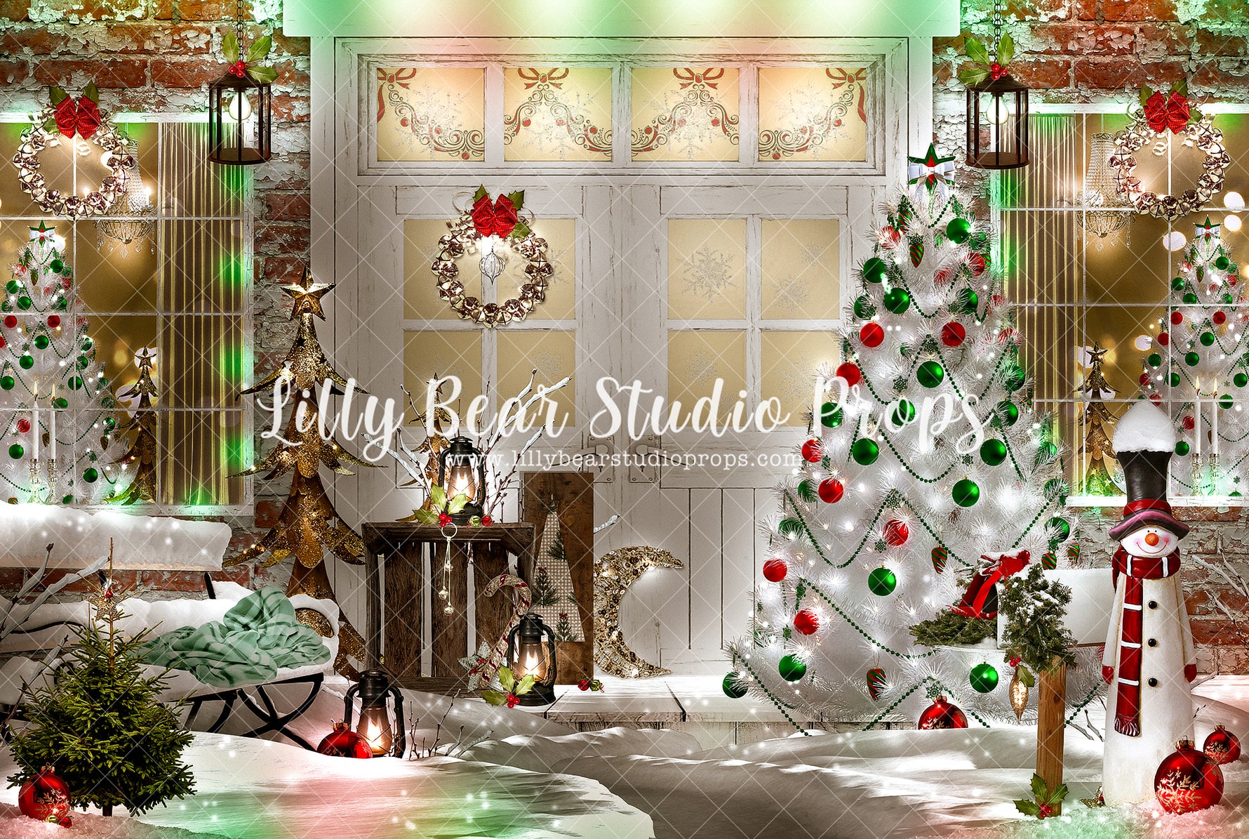 Red Green Christmas Porch - Lilly Bear Studio Props, animals, autumn forest, dark forest, enchanted forest, Fabric, FABRICS, fall forest, forest, forest animals, forest entry, forest floor, forest friends, forest painting, fox, green forest, into the wild, lanterns, little wild one, misty forest, moon, moonlight, moonlight forest, night forest, nighttime, owl, pine forest, pine tree, pine tree forest, pine trees, raccoon, where the wild things are, wild, wild animal, wild one, wild things, woodland forest