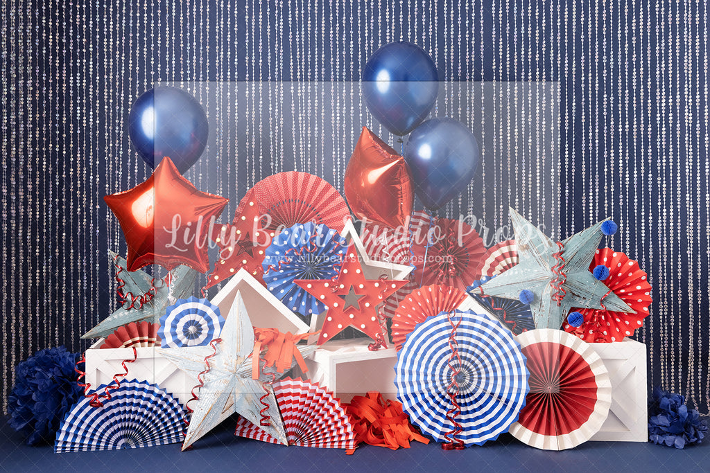 Red White and Blue Fest - Lilly Bear Studio Props, 4th of July, balloons, birthday, blue, blue and gold balloons, blue balloons, blue stars, boy birthday, July 4th, July Forth, metallic blue, metallic blue balloons, navy, one, red stars, red white and blue, red white and blue balloons, royal, royalty, rustic wood, silver, silver confetti, silver confetti balloon, stars, tassles, usa, usa flag