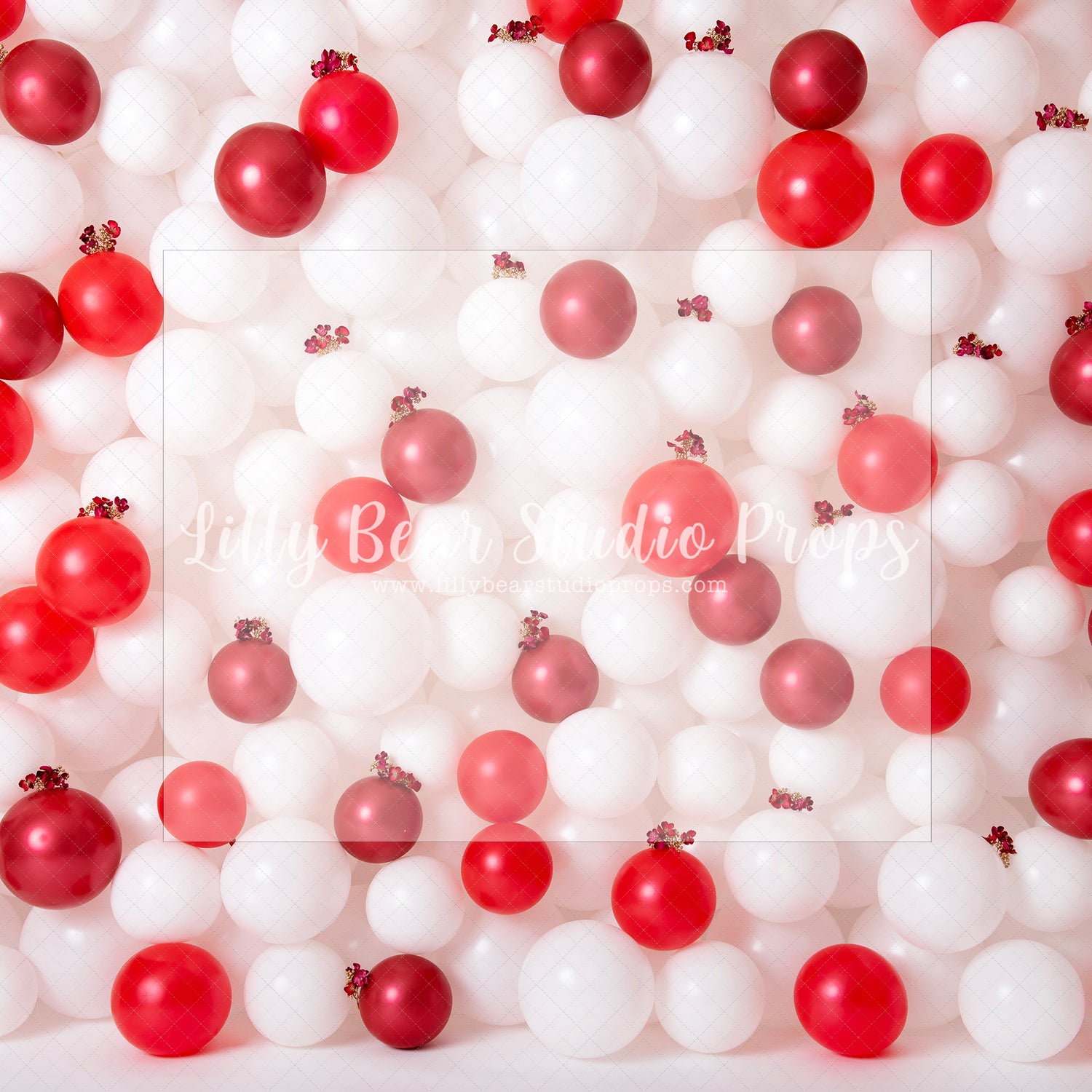 Red and White Floral Balloon Wall