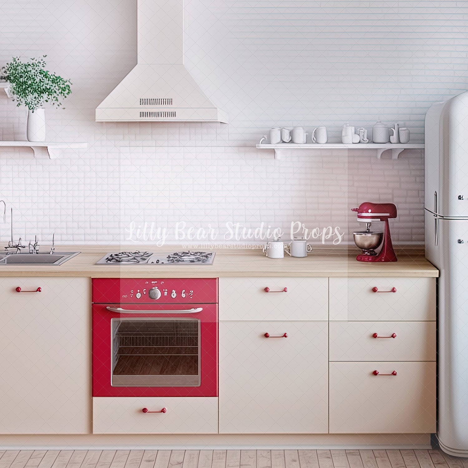 Red and White Kitchen