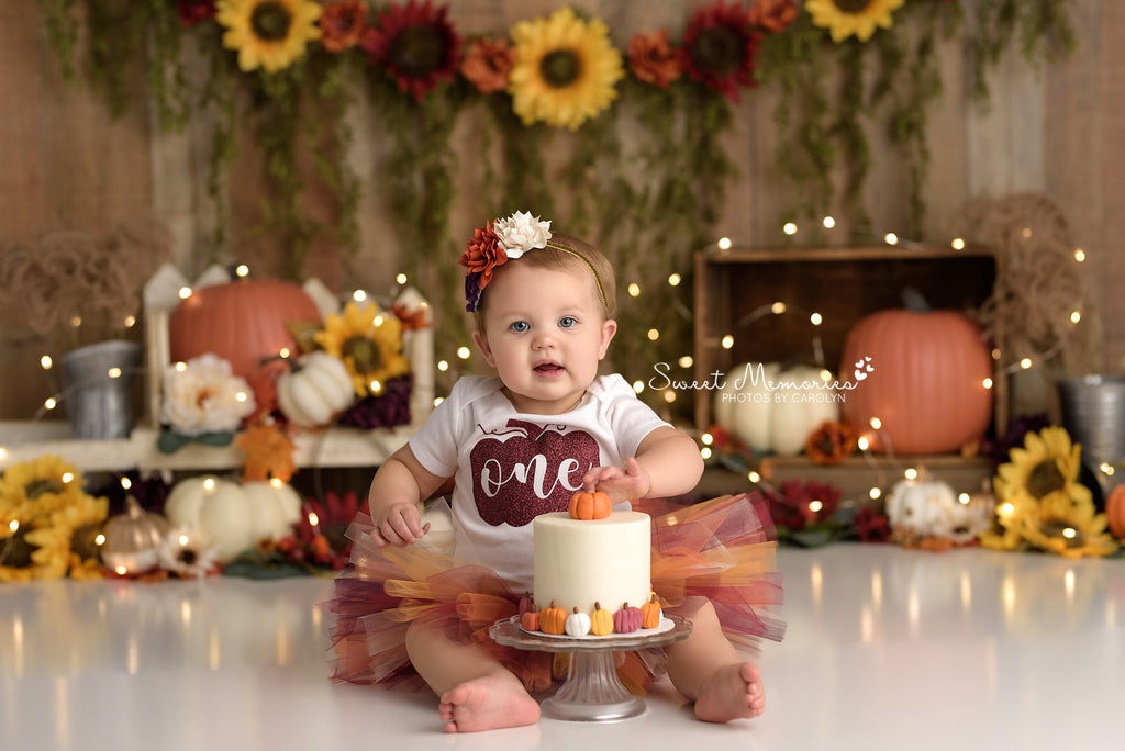 Sunflower Pumpkin by Sweet Memories Photos By Carolyn sold by Lilly Bear Studio Props, birthday - cake smash - country