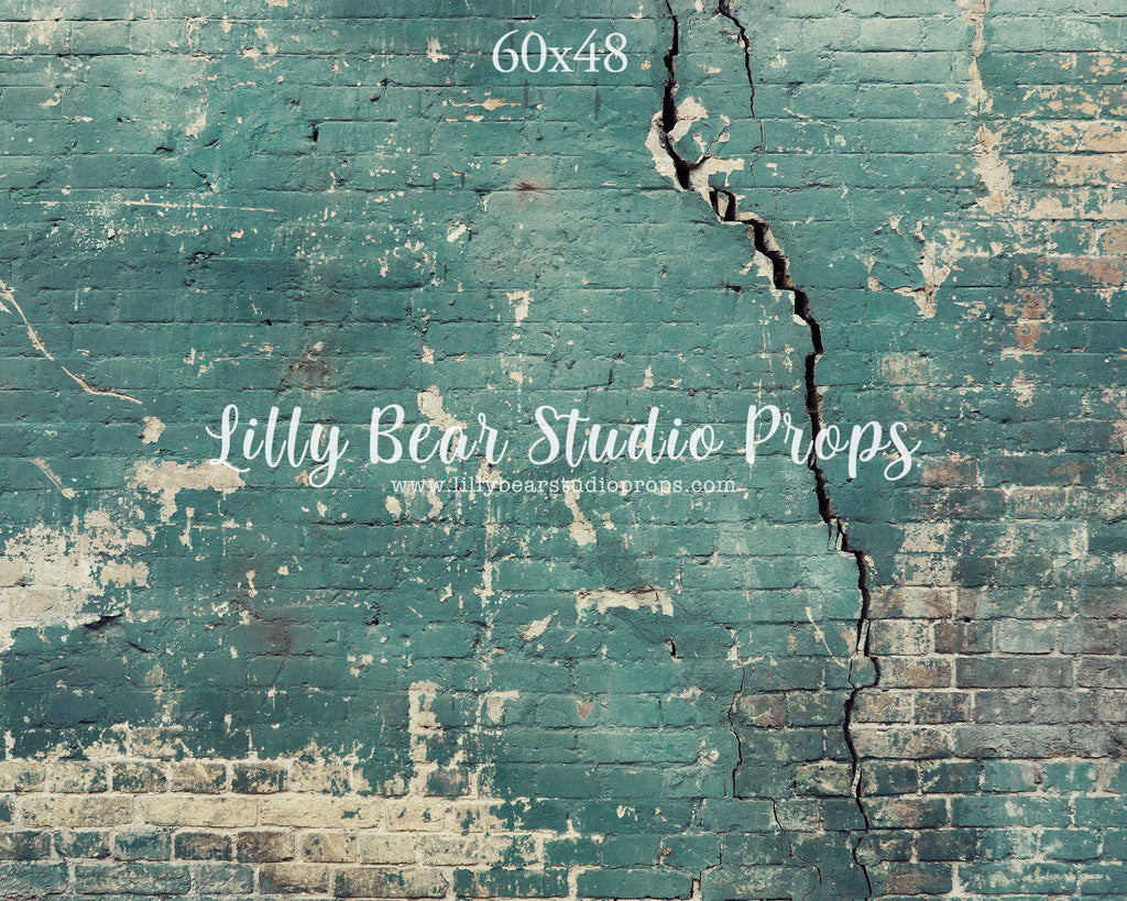 Rio Brick Wall by Lilly Bear Studio Props sold by Lilly Bear Studio Props, blue brick - blue brick wall - blue cracked