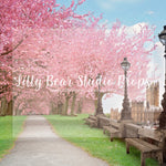 River bank walk with cherry blossom - Lilly Bear Studio Props, cherry blossom tree, cherry blossoms, Fabric, FABRICS, flower spring, paris, paris city, paris garden, parisian, pink camper, pink cherry blossoms, pink tulips, spring, tulip, white cherry blossoms, Wrinkle Free Fabric