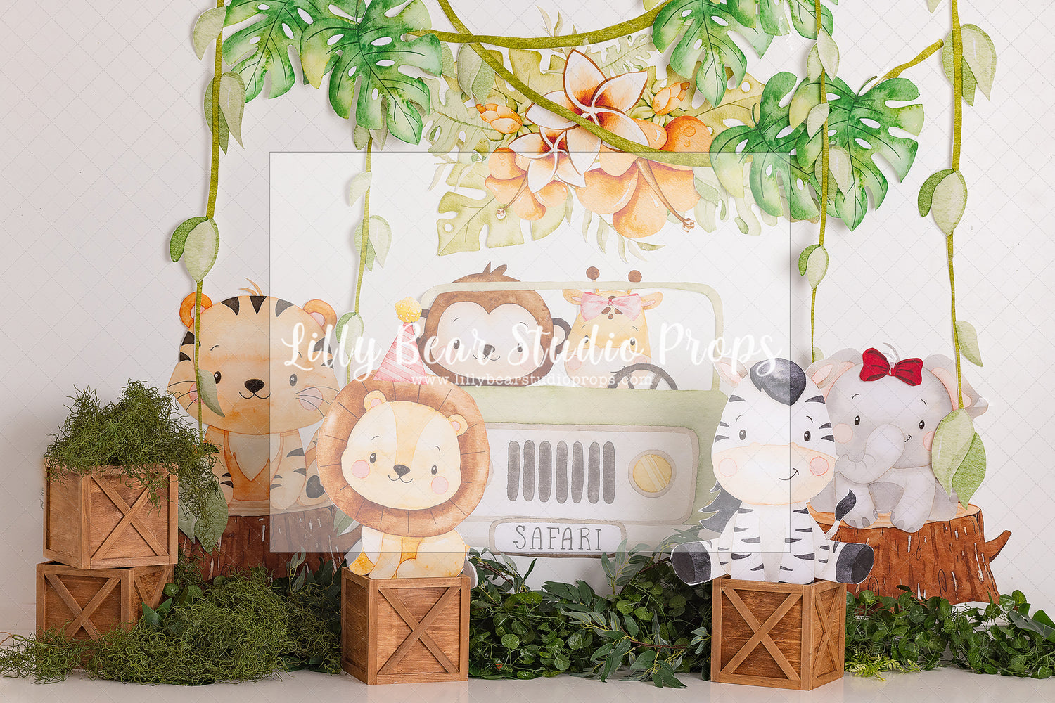 Roaring Jeep Ride - Lilly Bear Studio Props, aftrican lion safari, baby jungle, birthday, blue and white, blues, boy, boy birthday, boy theme, boys, cake smash, first birthday, hot air balloon, into the jungle, jungle, jungle animals, jungle first birthday, jungle one, jungle party, jungle safari party, little wild one, one year, rainforest jungle, safari, safari jeep, smash, smash birthday, welcome to the jungle, wild jungle, wild one