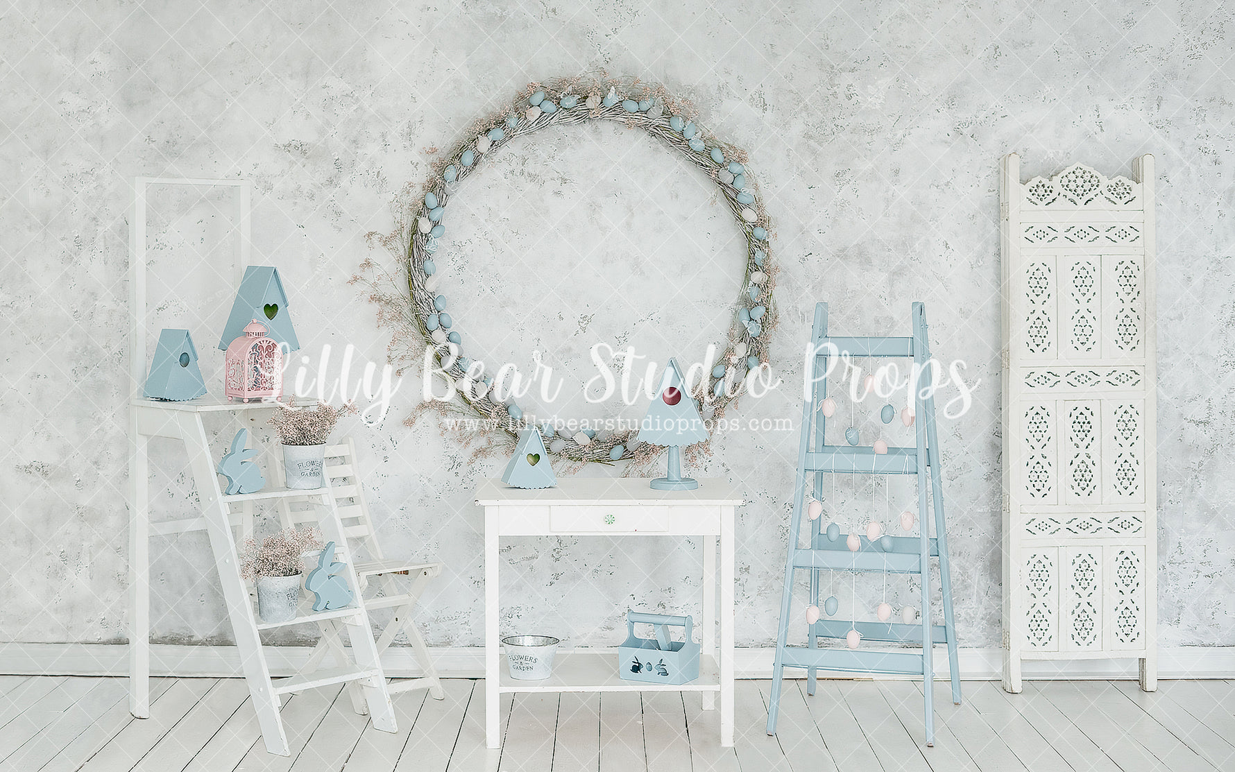 Robin Blue Room by Lilly Bear Studio Props sold by Lilly Bear Studio Props, blue floral - blue flower - blue flowers