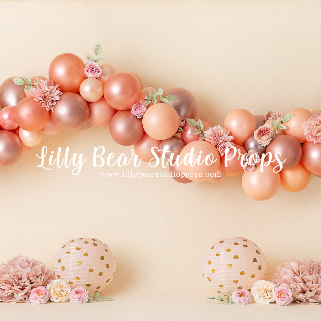 Rose Gold Floral Garland - Lilly Bear Studio Props, bright flowers, floral, metallic, metallic balloon, metallic balloons, metallic gold, metallic rose gold, pink and rose gold, pink white and rose gold, rose gold, rose gold balloons, rose gold flower