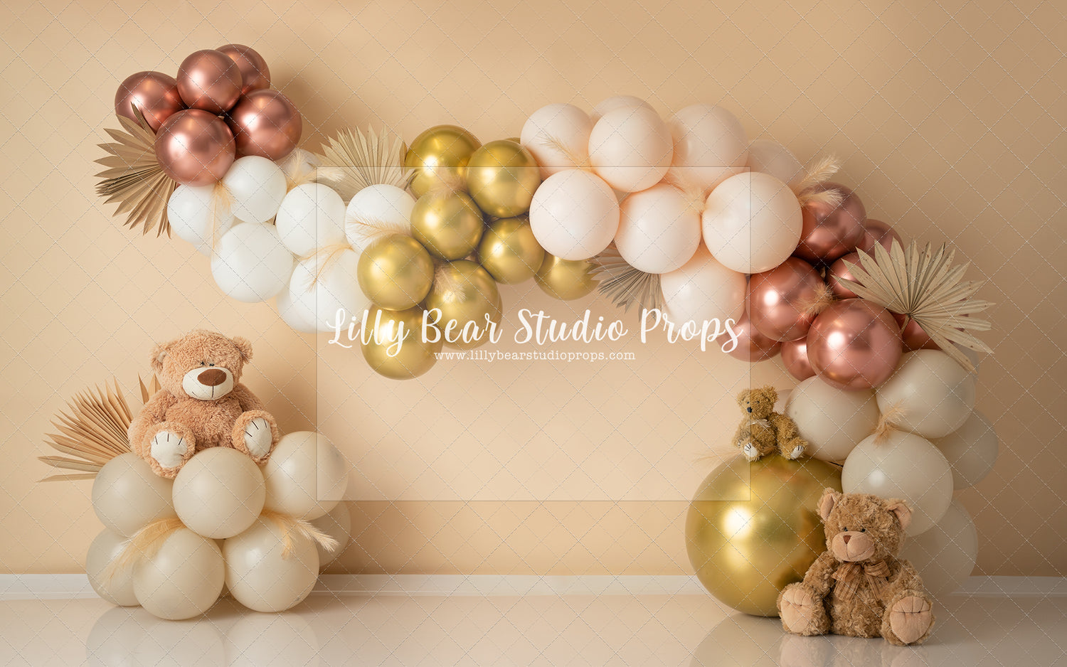 Rose and Gold Teddy Balloons