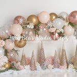 Rosegold Sparkle Delight - Lilly Bear Studio Props, anchor, arrows, balloon, balloon arch, balloon chic, balloon garland, balloon party, balloons, cake smash, cream roses, FABRICS, girl, gold, metallic balloon, mint, pastel, pink, pretty cake smash, rose, rose gold, rosegold, rosegold balloons, rosegold trees, winter trees