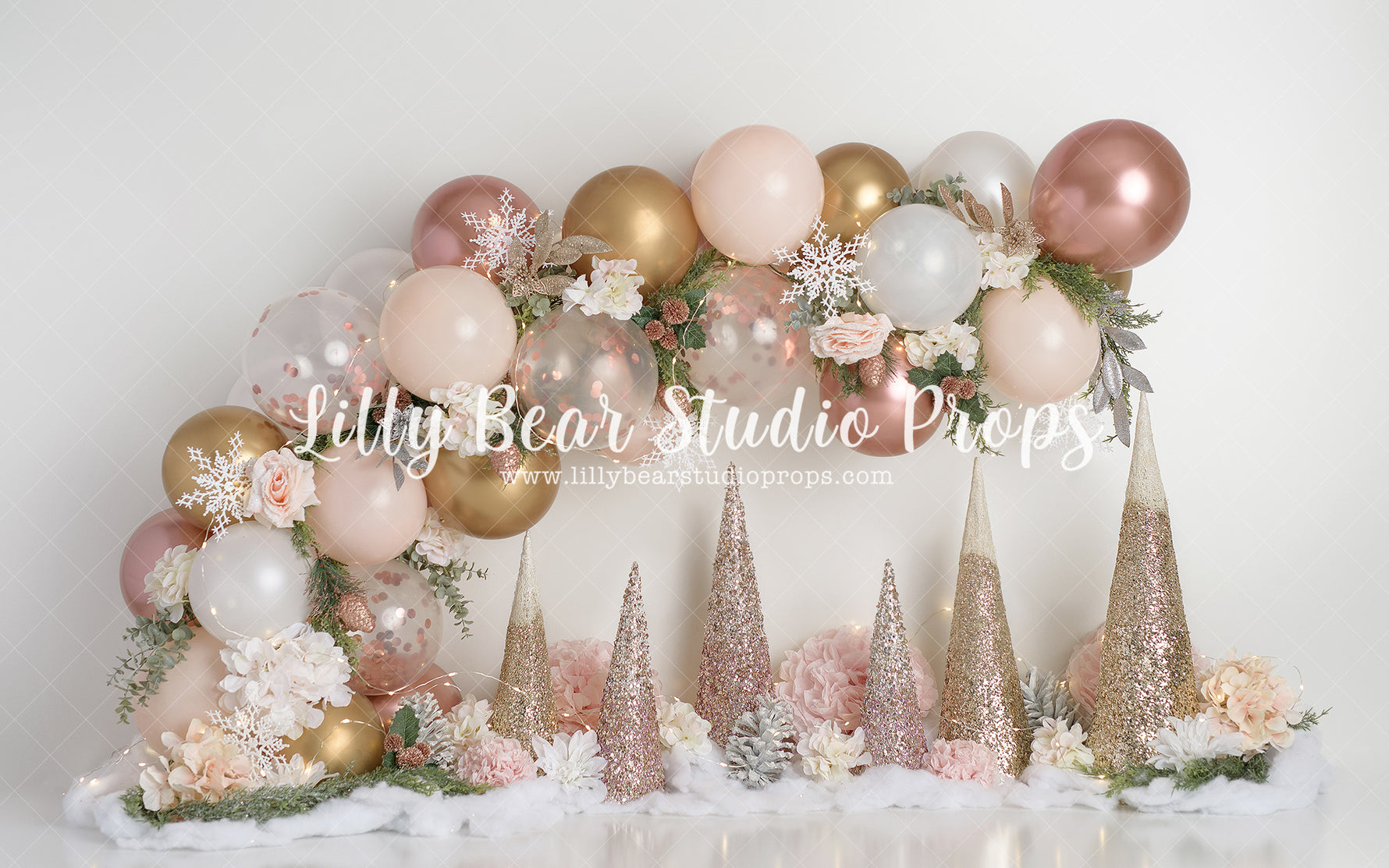 Rosegold Sparkle Delight - Lilly Bear Studio Props, anchor, arrows, balloon, balloon arch, balloon chic, balloon garland, balloon party, balloons, cake smash, cream roses, FABRICS, girl, gold, metallic balloon, mint, pastel, pink, pretty cake smash, rose, rose gold, rosegold, rosegold balloons, rosegold trees, winter trees