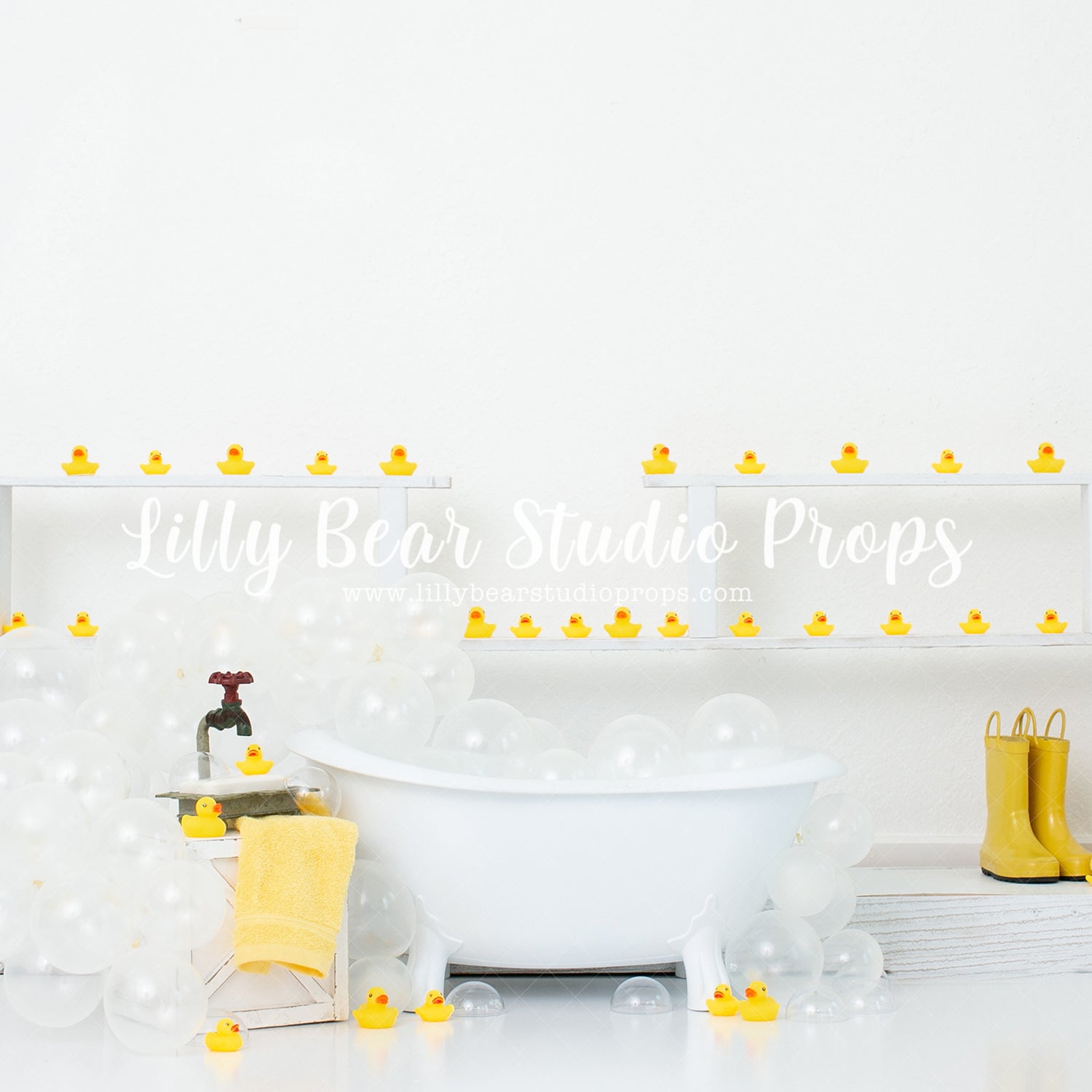 Rubber Ducky by Karissa Knowles Photography sold by Lilly Bear Studio Props, april showers - clouds - fabric - fine art