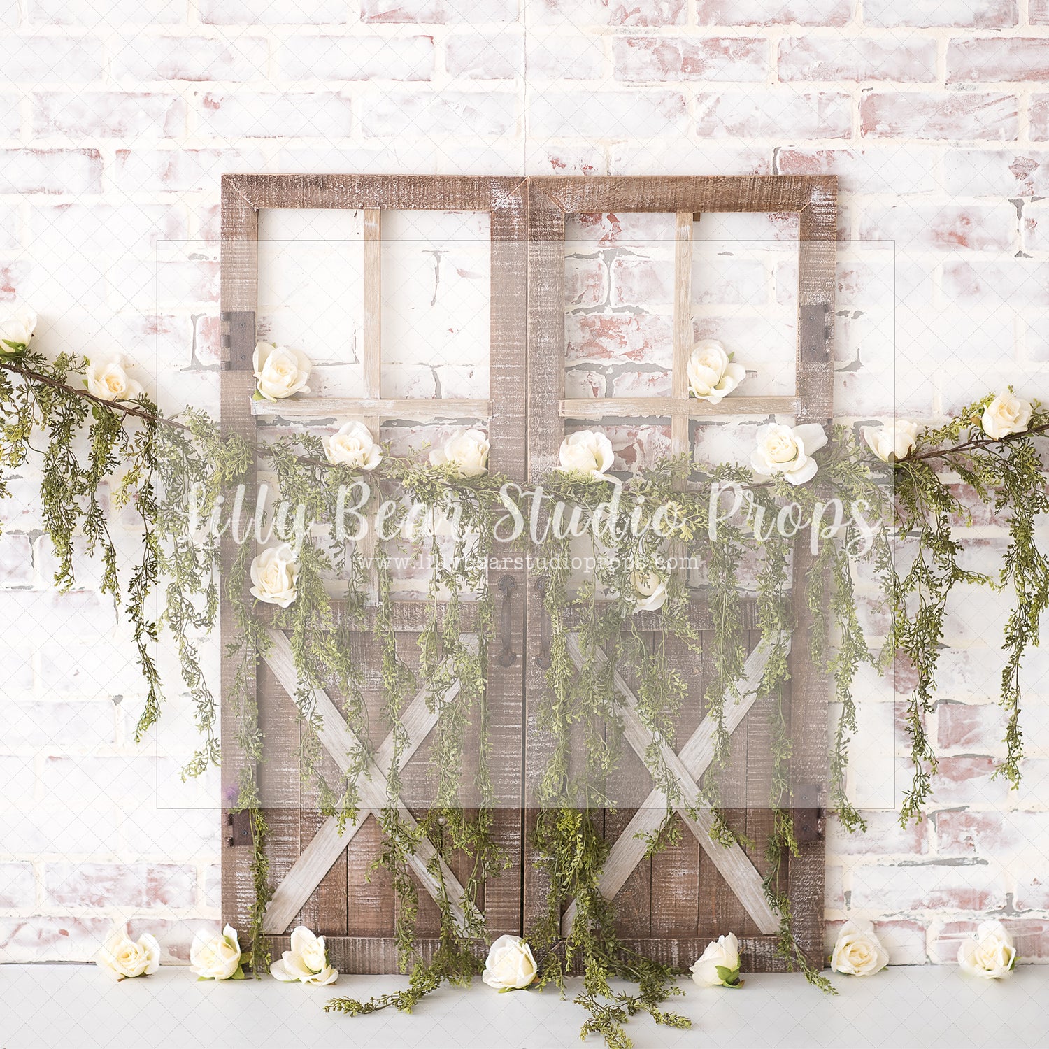 Rustic Spanish Moss Roses - Lilly Bear Studio Props, blush roses, blushing, doors, FABRICS, floral, floral boho, floral doors, flower garden, girl, pastel pink flowers, pink flowers, pink rose, pink roses, rose, roses, rustic doors, spring doors, white roses