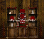 Snowflake Wreath Christmas Kitchen - Lilly Bear Studio Props, camper, candles, christmas, christmas kitchen, christmas snow, christmas window, Fabric, FABRICS, kitchen, red curtains, tree farm, winter, wreath