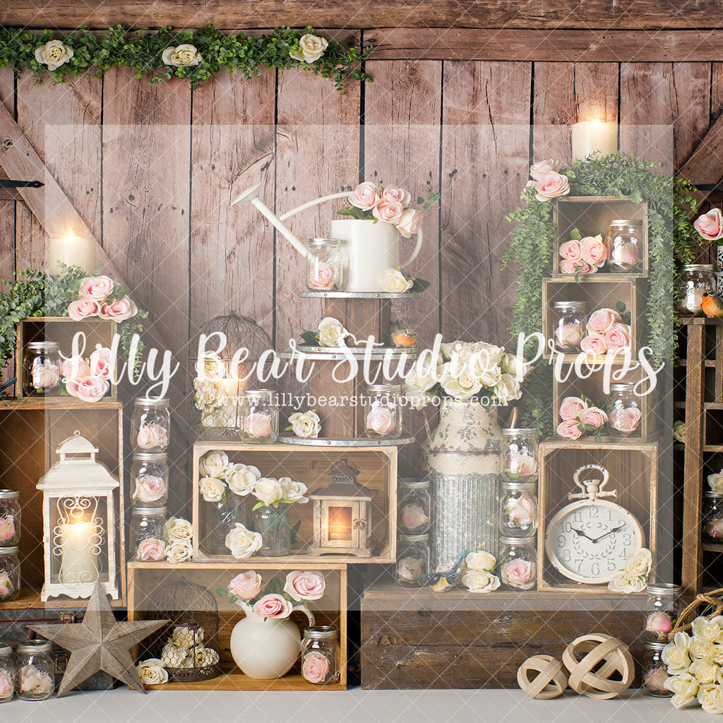 Splendor Of Spring Roses - Lilly Bear Studio Props, barn door, bunny, bunny garden, bunny one, easter, easter backdrop, easter basket, easter bunny, easter eggs, easter garden, FABRICS, floral garden, spring, spring garden