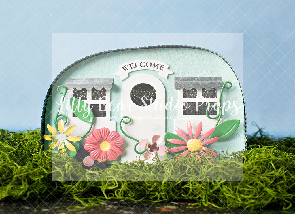 Petite Spring Camper - Lilly Bear Studio Props, barn doors, boho spring, camper, FABRICS, flower barn doors, flower garden, spring, spring camper, spring garden