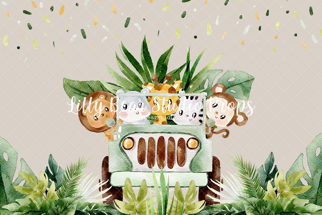 Safari Jeep Friends - Lilly Bear Studio Props, jungle safari party, safari