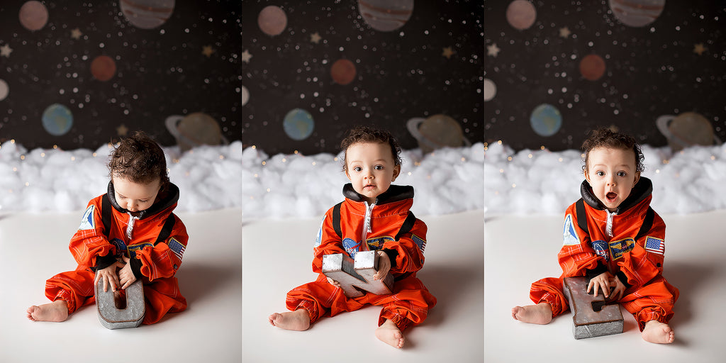 Lost In Space by EllaBean sold by Lilly Bear Studio Props, astronaut - boys - hand painted - night sky - planets - plut