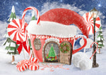 Santa's House - Lilly Bear Studio Props, candy, candy cane, candy house, christmas tree, christmas village, snow village