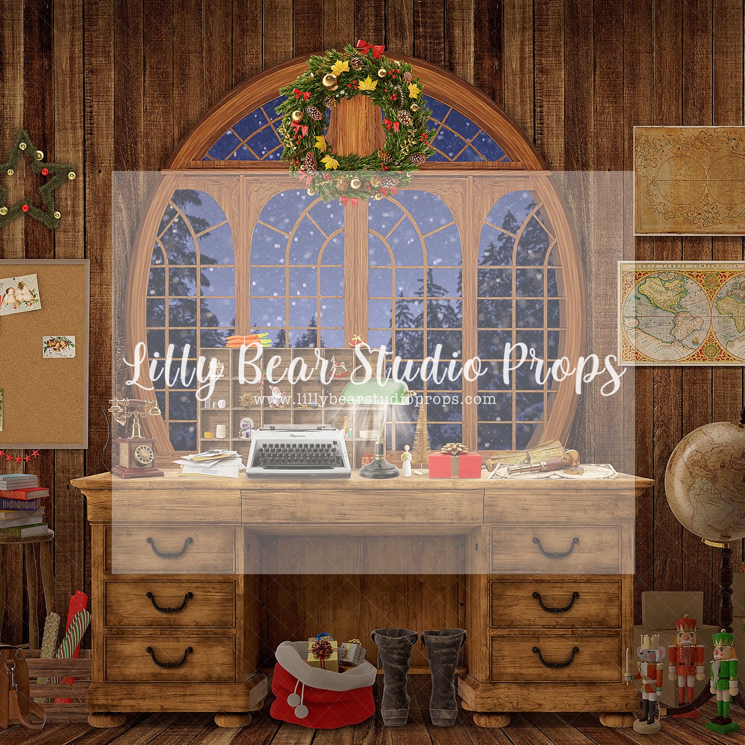 Santa's Office - Lilly Bear Studio Props, christmas, Cozy, Decorated, Festive, Giving, Holiday, Holy, Hopeful, Joyful, Merry, Peaceful, Peacful, Red & Green, Seasonal, Winter, Xmas, Yuletide