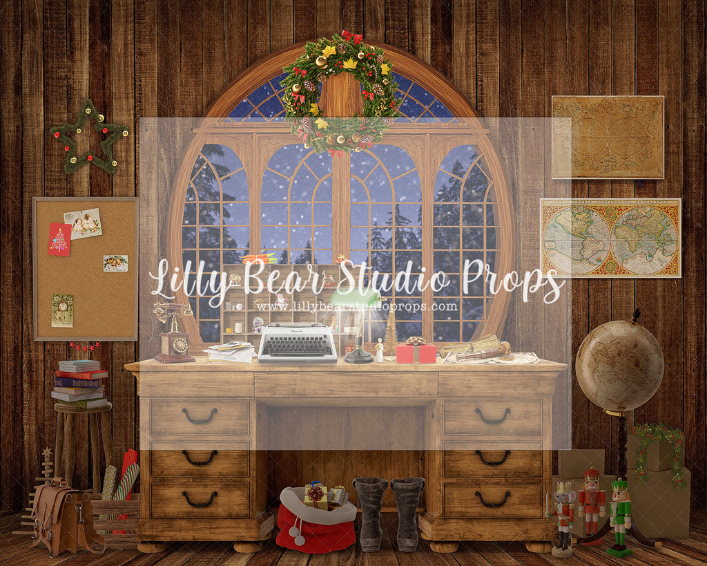 Santa's Office - Lilly Bear Studio Props, christmas, Cozy, Decorated, Festive, Giving, Holiday, Holy, Hopeful, Joyful, Merry, Peaceful, Peacful, Red & Green, Seasonal, Winter, Xmas, Yuletide
