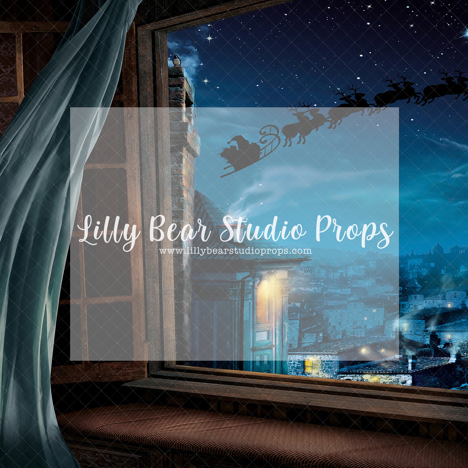 Santa's evening ride - Lilly Bear Studio Props, christmas, Cozy, Decorated, Festive, Giving, Holiday, Holy, Hopeful, Joyful, Merry, Peaceful, Peacful, Red & Green, Seasonal, Winter, Xmas, Yuletide