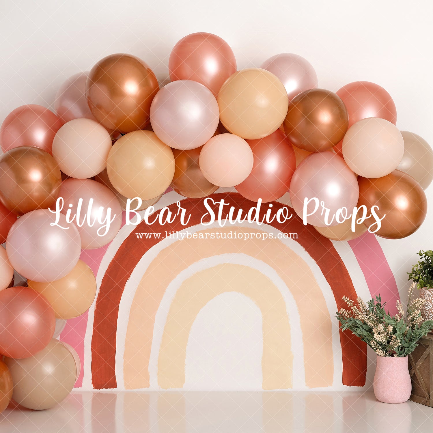 Scandinavian Balloon Rainbow - Lilly Bear Studio Props, anchor, arrows, balloon, balloon chic, balloon garland, balloons, boho chic, bow and arrow, cake smash, FABRICS, girl, metallic balloon, mint, pastel, pink, pretty cake smash, scandinavian, Scandinavian rainbow, spring scandinavian